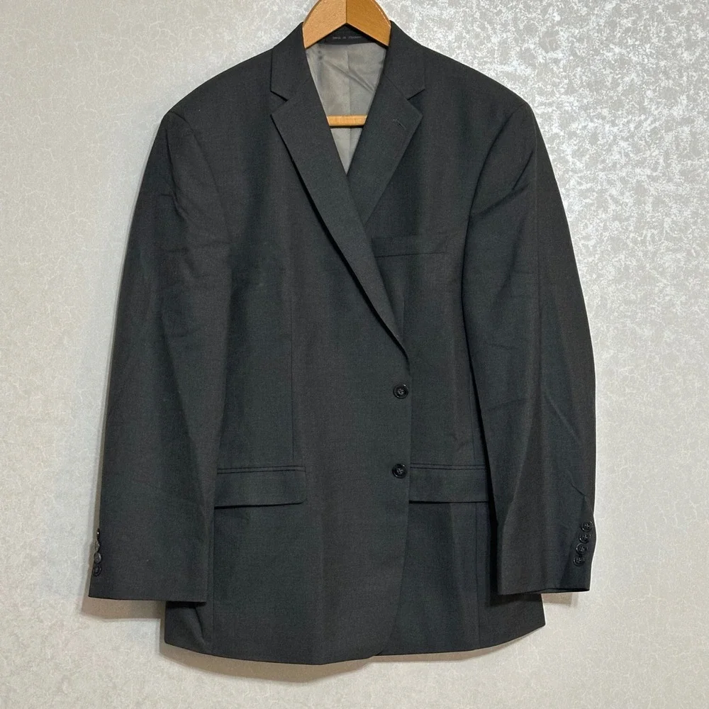 Calvin Klein Suit Jacket Blazer Gray Two Button Notched Label Double Vent 46R‎